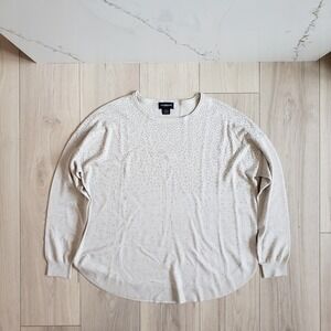 Liz Claiborne Career Sweater Women L Ivory Rhinestone Embellished Pullover